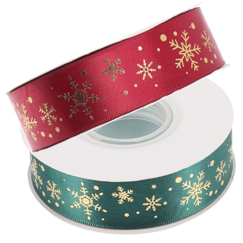 Beaupretty 2 Rollen Weihnachtliche Deko-bänder aus Polyester Langlebig Leicht Vielseitig für Geschenkverpackung Bastelarbeiten Weihnachtsbaum Partydekoration Einfache Handhabung von Beaupretty