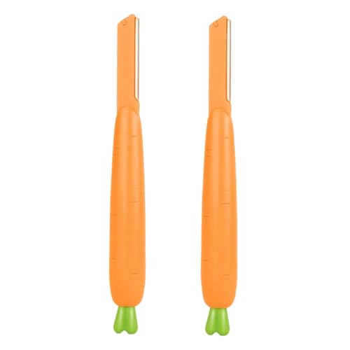 Beaupretty 2 Stück Augenbrauenrasierer Karottenform Tragbar Rostfreier Edelstahl Sicherer Rasierer mit Antikratzeffekt für Präzises Augenbrauenstyling Kompakt für Reisen und Tägliche Pflege von Beaupretty