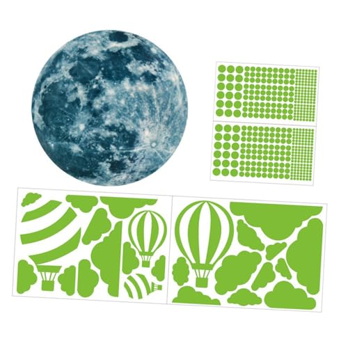 Beaupretty 4 Blätter Luminous Moon Cloud Hot Air Balloon Wandsticker Selbstklebend Kinderzimmer Wanddeko Schlafzimmer Aufkleber Leuchtend Sichere Langlebige Raumdekoration von Beaupretty