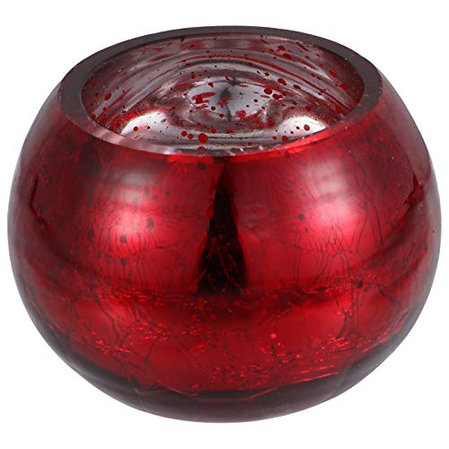 Beaupretty Retro-Kerzenständer Votiv Kerzenhalter Runde Glas Teelicht Kerzenhalter Groß Leuchter Dekor für Hochzeit Valentines Tag (Rot) Rundes Glas von Beaupretty