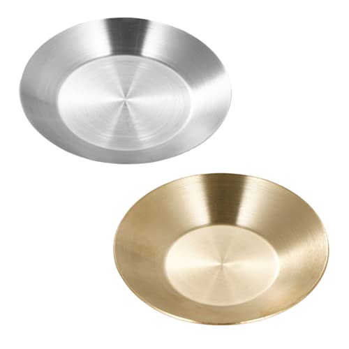 Beaupretty Planchas Dipschalen Gewürzschale Edelstahl Sauce Teller: Dip Tellerchen 12cm Golden Silber 2 Stück Kleine Servierteller Salatso?e Saucen Sojasauce Ketchup Gewürz Dessert Sch?lchen von Beaupretty