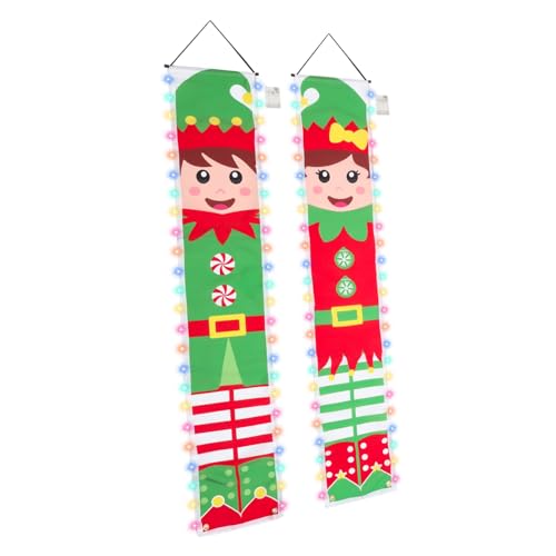 Beaupretty Weihnachtliche Tür-Dekoration Weihnachtscouplets mit LED Beleuchtung für Innen Außen Festliche Fronttür Deko Festliche Veranstaltung Ornamente von Beaupretty