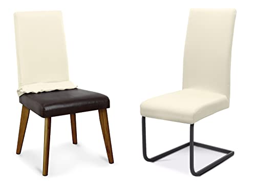 BEAUTEX Stuhlhussen Sets, elastische Stretch Husse Jersey Baumwolle Sitzbezug für Stuhl - 1er Set, Farbe: Creme von BEAUTEX