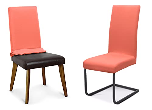 BEAUTEX Stuhlhussen Sets, elastische Stretch Husse Jersey Baumwolle Sitzbezug für Stuhl - 2er Set, Farbe: Flamingo von BEAUTEX