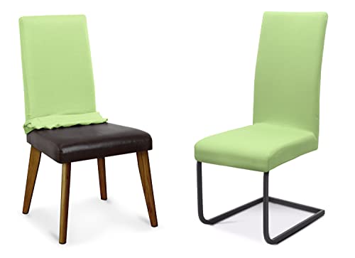 BEAUTEX Stuhlhussen Sets, elastische Stretch Husse Jersey Baumwolle Sitzbezug für Stuhl - 4er Set, Farbe: Hellgrün von BEAUTEX