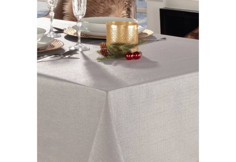 Beautex Tischdecke Lurex Tischdecke Weihnachten, Silber Gold glänzend, Weihnachtstisch (1-tlg) von Beautex