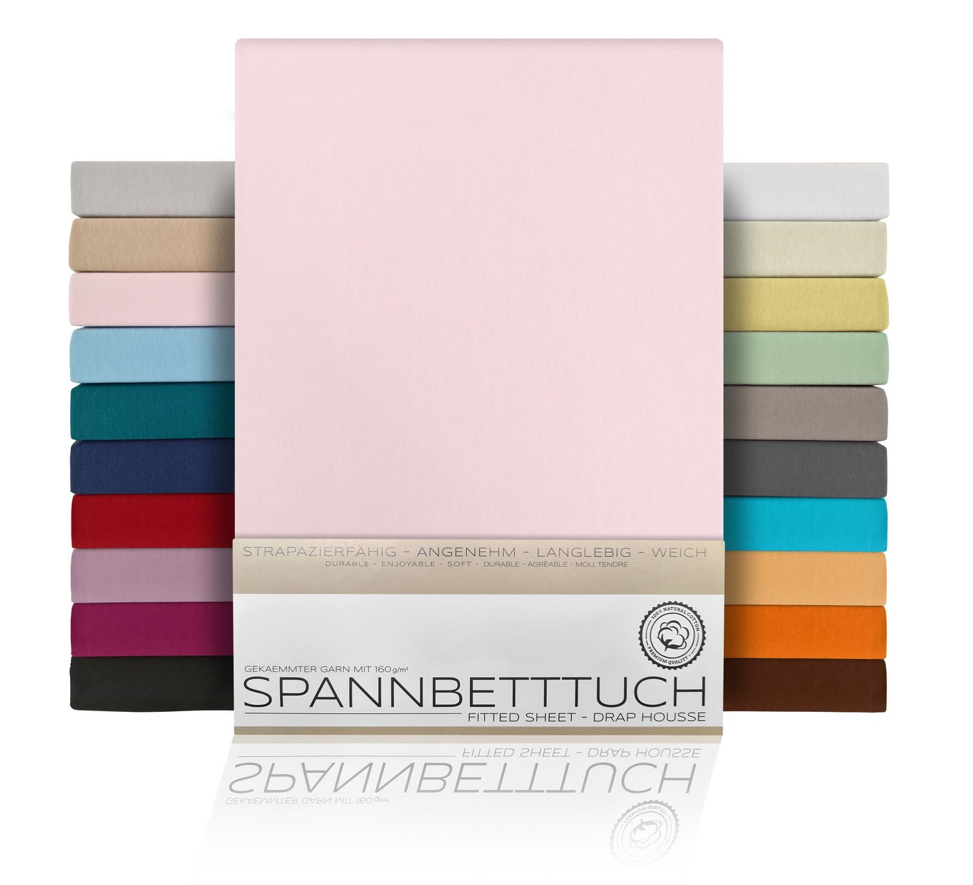 Spannbettlaken Spannbetttuch Bettlaken aus gekämmter Baumwolle Premium Jersey 160g/m², Beautex, Jersey, Gummizug: rundum, (1 Stück) von Beautex