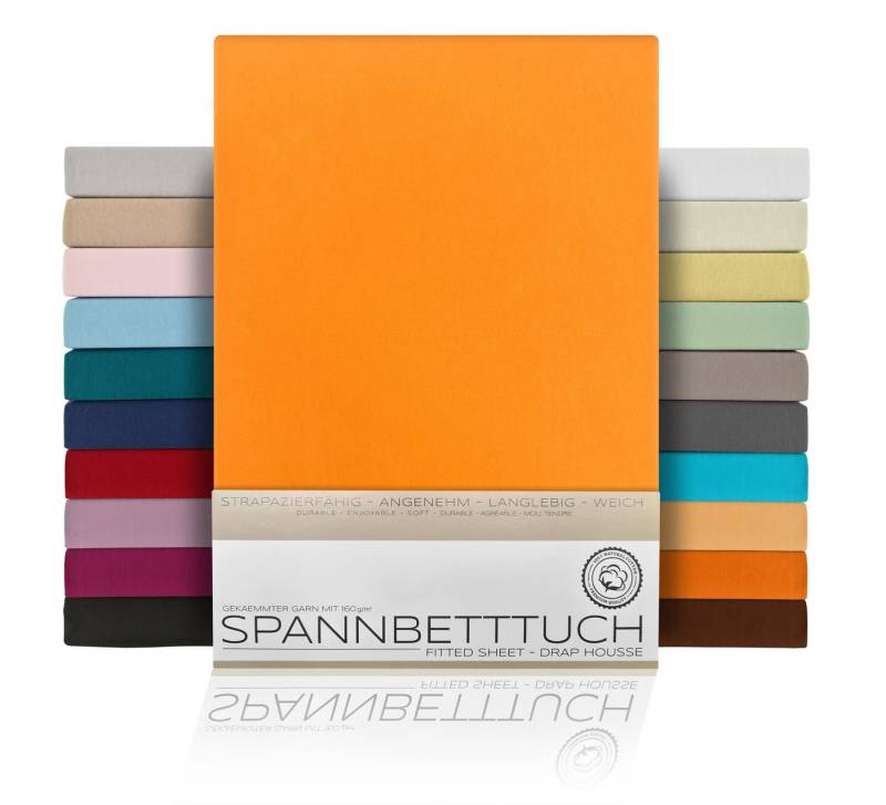 Spannbettlaken Spannbetttuch Bettlaken aus gekämmter Baumwolle Premium Jersey 160g/m², Beautex, Jersey, Gummizug: rundum, (1 Stück) von Beautex