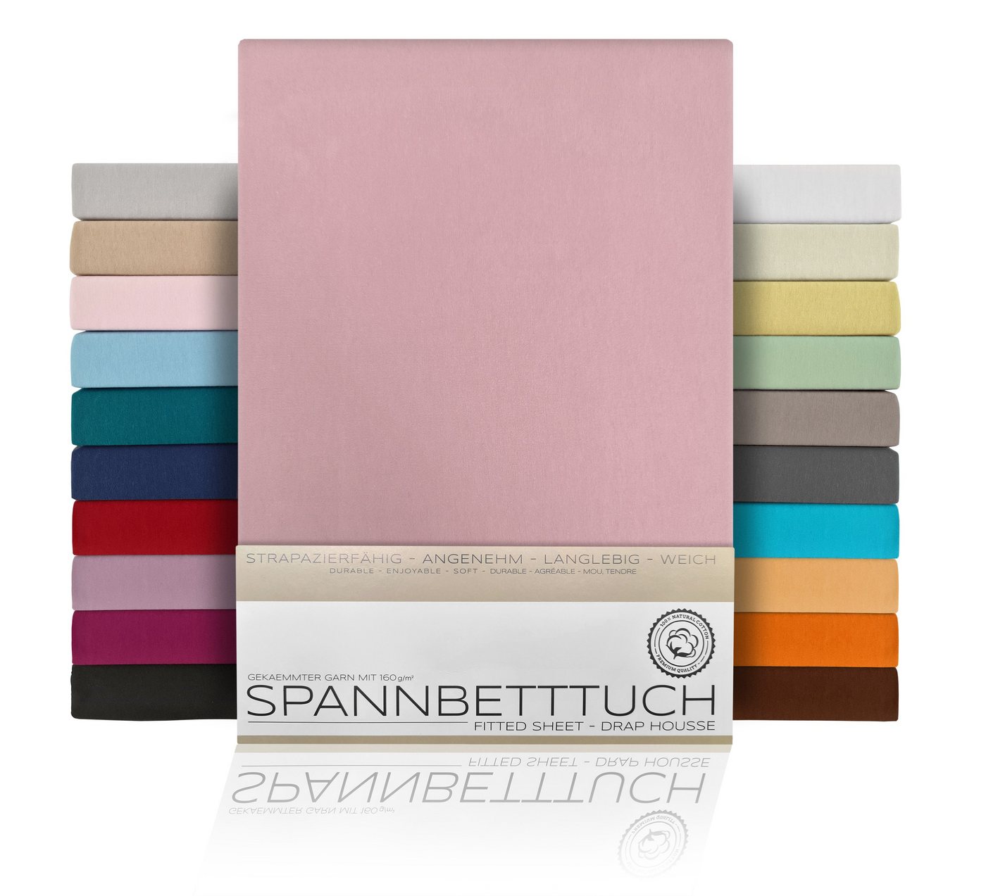 Spannbettlaken Spannbetttuch Bettlaken aus gekämmter Baumwolle Premium Jersey 160g/m², Beautex, Jersey, Gummizug: rundum, (1 Stück) von Beautex