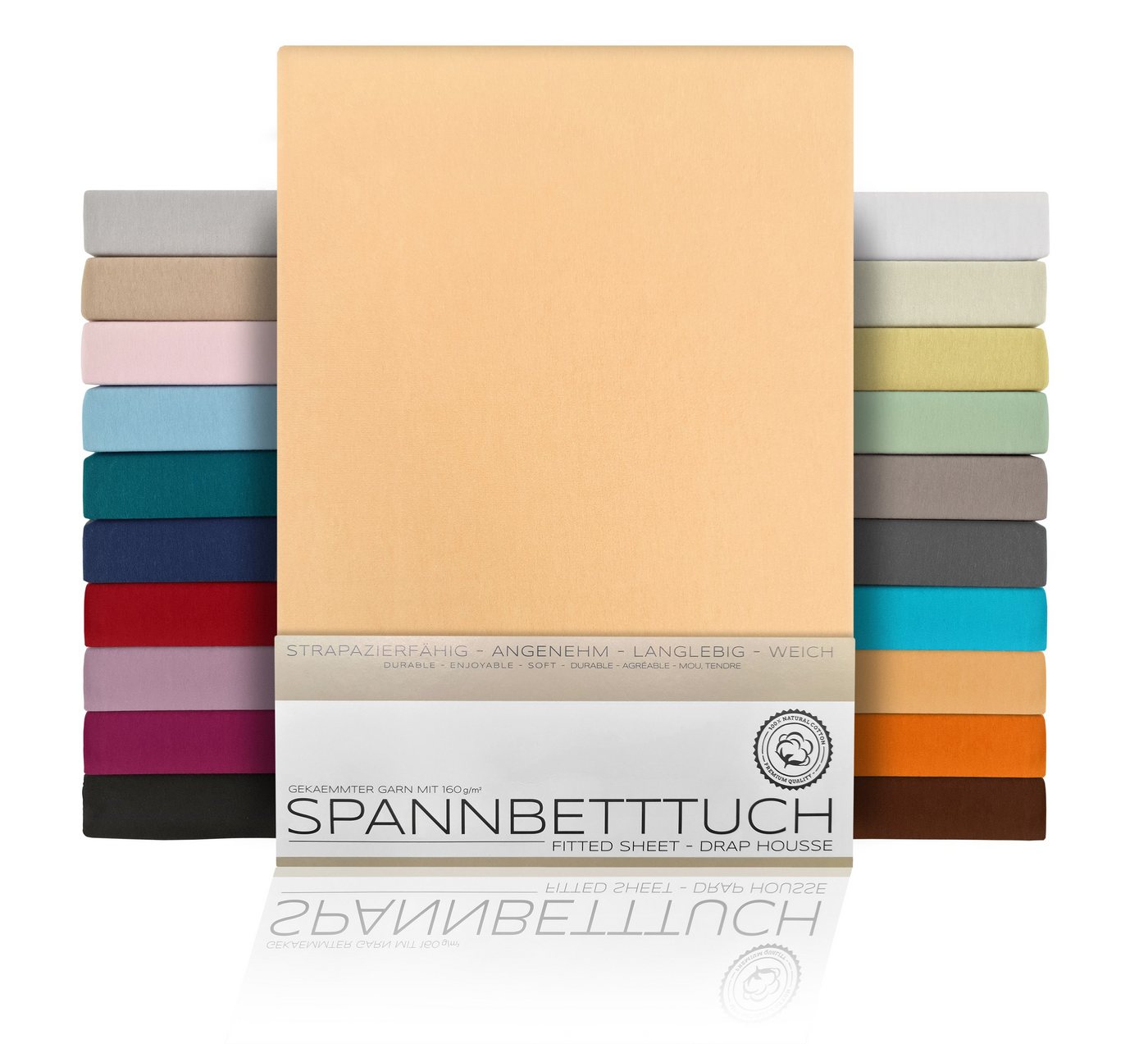 Spannbettlaken Spannbetttuch Bettlaken aus gekämmter Baumwolle Premium Jersey 160g/m², Beautex, Jersey, Gummizug: rundum, (1 Stück) von Beautex