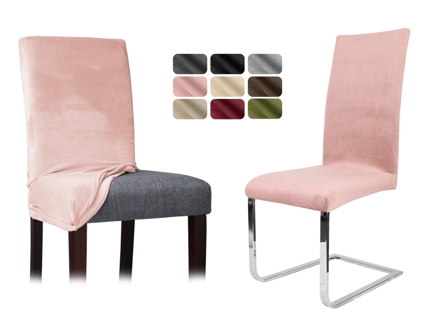 Beautex Stuhlhusse 2er Set LEA Stuhlhusse, elastische Uni Stretch-Husse Samt Mikrofaser Beautex Stuhlhusse 2er Set LEA Stuhlhusse, elastische Uni Stretch-Husse Samt Mikrofaser von Beautex