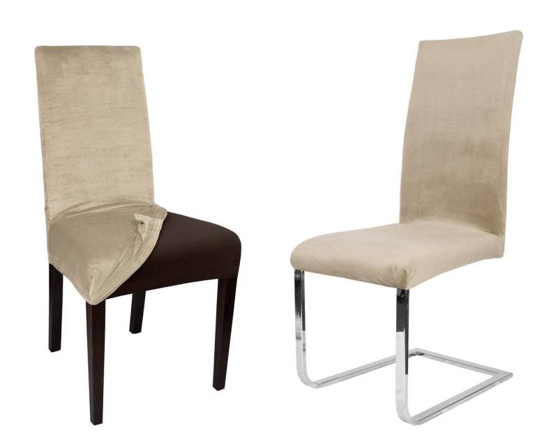 Beautex Stuhlhusse Lea Stuhlhussen, Samt Mikrofaser Stuhlbezug, elastische Stretch Husse von Beautex