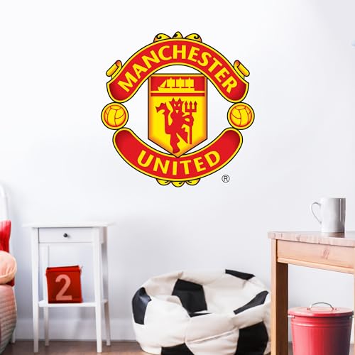 Manchester United Football Club Wandsticker + Manchester United Logo Aufkleber-Set, Vinyl, Posterdruck, Wandbild, 60 cm von Beautiful Game Ltd