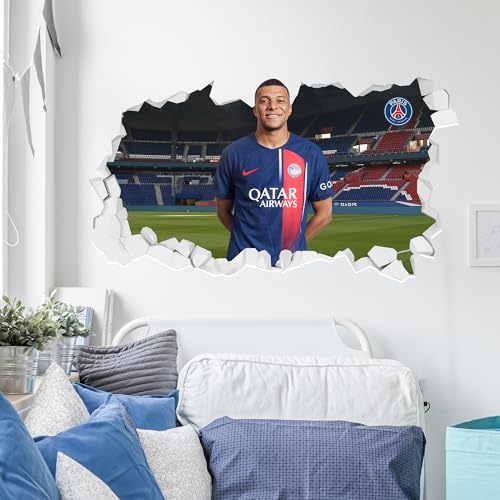 Beautiful Game Paris Saint-Germain Mbappe Wandaufkleber mit PSG-Aufkleber, 90 cm Breite x 45 cm Höhe von Beautiful Game