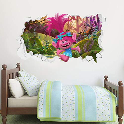 Beautiful Game Trolls Movie Wandaufkleber, Motiv: Mohnblumenwald, Abenteuer, gebrochenes Wandbild, Vinyl, 90 cm von Beautiful Game