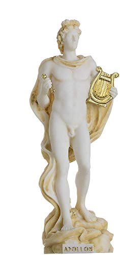 Apollo Gott der Musik Poesie Kunst Goldton Alabaster Statue Skulptur 17cm von BeautifulGreekStatues