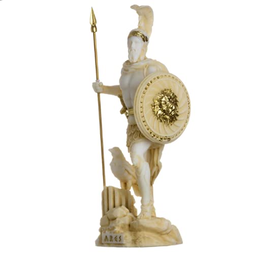 Ares Mars Gott des Krieges Zeus Sohn Römische Statue Alabaster Gold Ton 16 cm von BeautifulGreekStatues