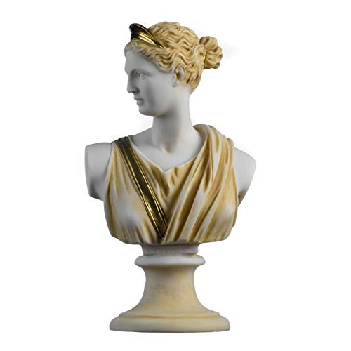 Artemis Diana Büste griechische Statue Natur Mondgöttin Goldton 22 cm von BeautifulGreekStatues