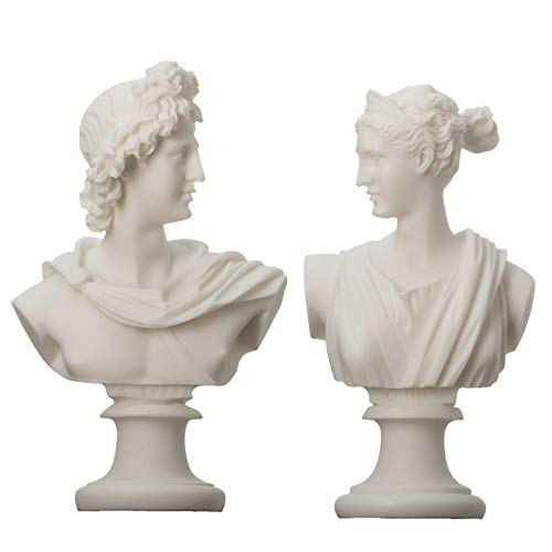 Artemis Diana und Apollo Büsten Griechische Statuen Figur Götter Alabaster 15cm von BeautifulGreekStatues