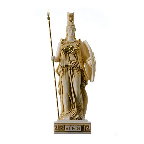 Athena Athene Göttin Der Weisheit, des Handwerks Und des Krieges Alabaster-Statue Gold 26 cm von BeautifulGreekStatues