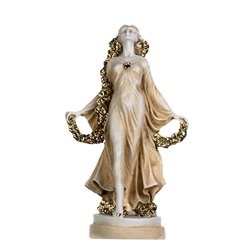 BeautifulGreekStatues Flora Göttin Goldene Jungfrau der Blüten Blumen Geformte Marmorstatue Skulptur 18cm von BeautifulGreekStatues