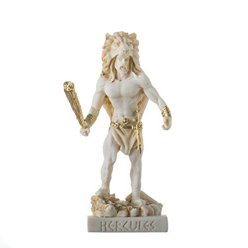 BeautifulGreekStatues Hercules w Knüppel Nackter Mann Alabaster Statue Skulptur NEU Mythologie 15.5cm von BeautifulGreekStatues