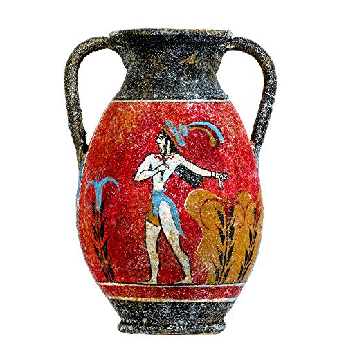 BeautifulGreekStatues Keramikvase, antike, griechische Minoanische Amphore, handgefertigt, mit Fresko-Prinz der Lilien, Wandbild S von BeautifulGreekStatues