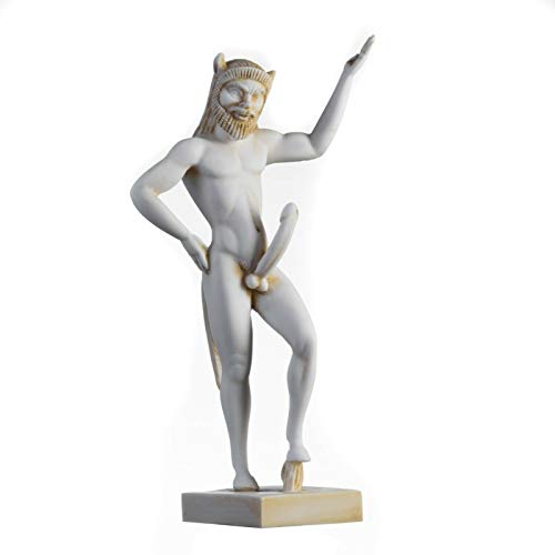 BeautifulGreekStatues Satyr Pfanne Panas Griechisch-Römische Statue Handgemachte Alabaster Gold Männliche Figur 32cm von BeautifulGreekStatues