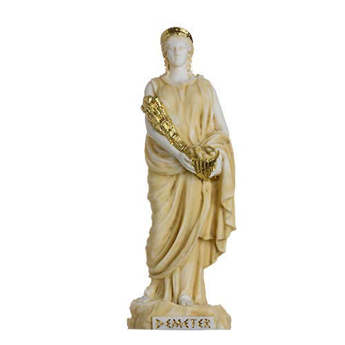 Demeter Statue Göttin der Ernte und Landwirtschaft, Alabaster, goldfarben, 17 cm von BeautifulGreekStatues