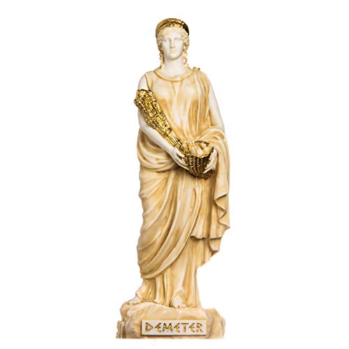 Demeter Statue Göttin der Ernte und Landwirtschaft, Alabaster, goldfarben, 33 cm von BeautifulGreekStatues