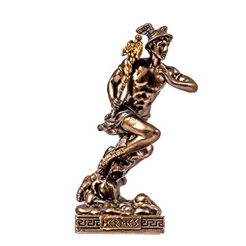 Hermes Merkur Gott Zeus Sohn Römische Miniatur Kaltguss Bronze Statue Figur 8.7cm von BeautifulGreekStatues