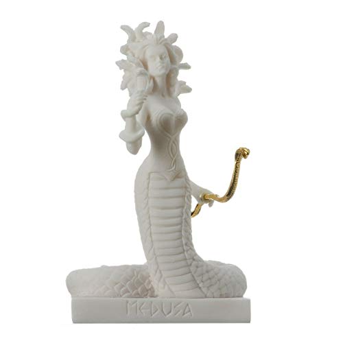 Medusa Antikes griechisches Schlangenkopf-Monster, Skulptur, Statue, Alabaster, 17 cm von BeautifulGreekStatues