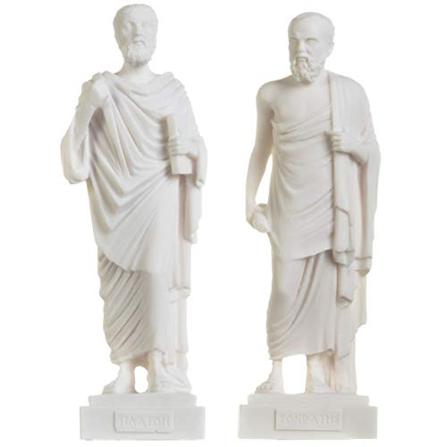 Set mit griechischen Philosophen Sokrates Plato Figuren Alabaster Statuen 9,5 Zoll von BeautifulGreekStatues