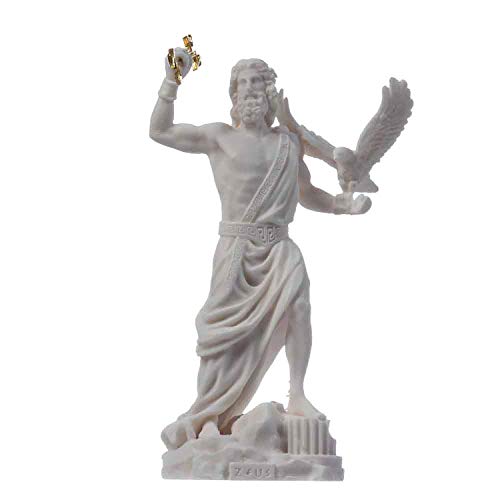 Zeus griechischer Gott Jupiter Donner Statue Figur Alabaster 18 cm von BeautifulGreekStatues