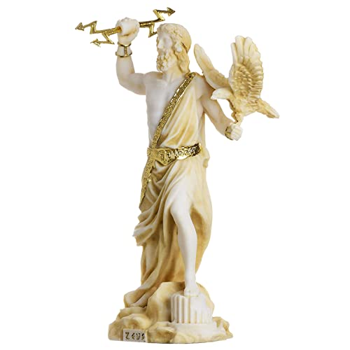 Zeus Griechischer Gott Jupiter Donner Statue Figur Gold Alabaster 18 cm von BeautifulGreekStatues