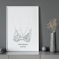 Personalisiertes Hand in Poster | Geschenk Personalisiert Mit Namen U. Datum Für Paare Hochzeit, Valentinstag von BeautifulWallDE