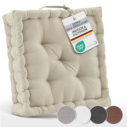 Beautissu 2er Set Bodenkissen Sitzkissen 50x50 cm - Dickes Matratzenkissen 10cm - 100% Baumwolle Stuhlkissen Indoor & Outdoor Sitzkissen Boden Tragegriff extra Dicke Sitzauflagen Leinen - Mila Beautissu 2er Set Bodenkissen Sitzkissen 50x50 cm - Dickes Matratzenkissen 10cm - 100% Baumwolle Stuhlkissen Indoor & Outdoor Sitzkissen Boden Tragegriff extra Dicke Sitzauflagen Leinen - Mila von Beautissu