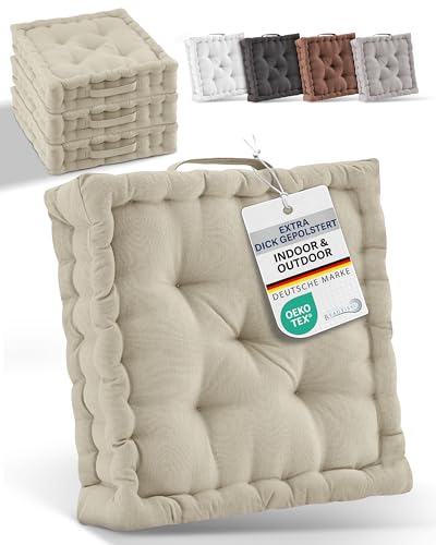 Beautissu 4er Set Bodenkissen Sitzkissen 40x40 cm - Dickes Matratzenkissen 8cm - 100% Baumwolle Stuhlkissen Indoor & Outdoor Sitzkissen Boden Tragegriff extra Dicke Sitzauflagen Leinen - Mila Beautissu 4er Set Bodenkissen Sitzkissen 40x40 cm - Dickes Matratzenkissen 8cm - 100% Baumwolle Stuhlkissen Indoor & Outdoor Sitzkissen Boden Tragegriff extra Dicke Sitzauflagen Leinen - Mila von Beautissu