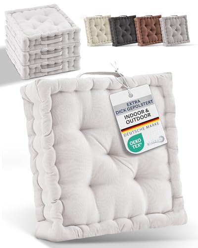 Beautissu 4er Set Bodenkissen Sitzkissen 40x40 cm - Dickes Matratzenkissen 8cm - 100% Baumwolle Stuhlkissen Indoor & Outdoor Sitzkissen Boden Tragegriff extra Dicke Sitzauflagen Natur - Mila Beautissu 4er Set Bodenkissen Sitzkissen 40x40 cm - Dickes Matratzenkissen 8cm - 100% Baumwolle Stuhlkissen Indoor & Outdoor Sitzkissen Boden Tragegriff extra Dicke Sitzauflagen Natur - Mila von Beautissu