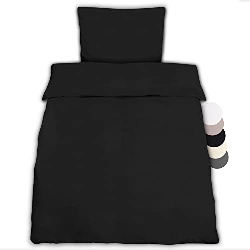 Beautissu 1er Set Renforcé Bettwäsche Set 155x220 cm Julie - Kissenbezug 80x80cm – Bettwäsche mit 1x Bettbezug & 1x Kopfkissenbezug - 2teilige Kühlende Sommerbettwäsche aus Baumwolle in Schwarz Beautissu 1er Set Renforcé Bettwäsche Set 155x220 cm Julie - Kissenbezug 80x80cm – Bettwäsche mit 1x Bettbezug & 1x Kopfkissenbezug - 2teilige Kühlende Sommerbettwäsche aus Baumwolle in Schwarz von Beautissu