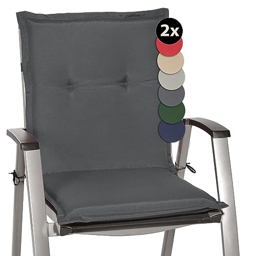 Beautissu 2er Set Niedriglehner Auflage Gartenstuhl 100x50x6 cm Loft NL - Sitzkissen Niederlehner Rückenkissen niedrig Stuhlkissen Schaumkern Füllung Kissen Graphitgrau von Beautissu