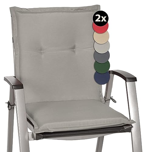 Beautissu 2er Set Niedriglehner Auflage Gartenstuhl 100x50x6 cm Loft NL - Sitzkissen Niederlehner Rückenkissen niedrig Stuhlkissen Schaumkern Füllung Kissen Hellgrau von Beautissu