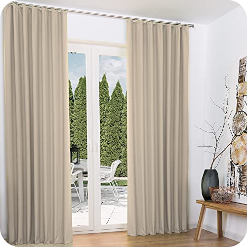 Beautissu 2er Set Thermovorhang Gardine 140x245 cm Creme – Thermogardine Set Kräuselband – Vorhang isolierend Kälte- & Hitzeschutz Universalband – Verdunkelnd Wohnzimmer, Schlafzimmer – Amelie TK von Beautissu