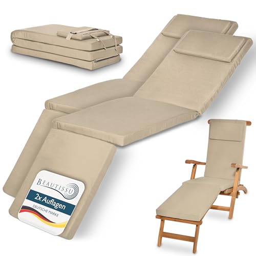 Beautissu 2er Set Luxus Deckchair Auflage Sonnenliege 175x45x5cm LoftLux DC – Bezug Abnehmbar – Polsterauflage für Liegestuhl Auflage Gartenliege Polster – Liegenauflage Gartenmöbel Kissen Natur Beautissu 2er Set Luxus Deckchair Auflage Sonnenliege 175x45x5cm LoftLux DC – Bezug Abnehmbar – Polsterauflage für Liegestuhl Auflage Gartenliege Polster – Liegenauflage Gartenmöbel Kissen Natur von Beautissu