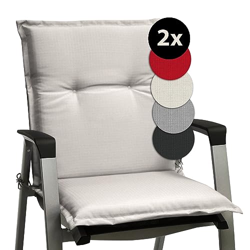 Beautissu 2er Set Niedriglehner Auflagen 100x50 cm Base NL – Bequemes Sitzkissen 6cm Dickes Sitzpolster Sitzauflage für Garten Balkon Camping Stuhl – Gartenstuhlauflage Niederlehner Natur von Beautissu