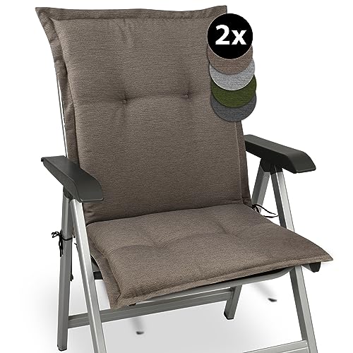 Beautissu 2er Set Premium Gartenstuhlauflage Niedriglehner 105x50x7cm Polster Auflage Niederlehner Auflagen Gartenstuhl Made in EU Robuster Stoff & UV-Lichtechtheit HighLux NL Sitzkissen Taupe von Beautissu