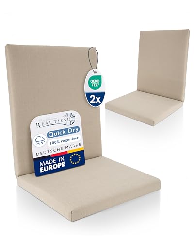 Beautissu 2er Set Premium Niedriglehner Auflage 100% Wasserdicht 100x50cm – UV-beständig Bequem Pflegeleicht Waschbar Sitzkissen Gartenstuhl – Polsterauflage Gartenmöbel Stuhlauflage Beige Beautissu 2er Set Premium Niedriglehner Auflage 100% Wasserdicht 100x50cm – UV-beständig Bequem Pflegeleicht Waschbar Sitzkissen Gartenstuhl – Polsterauflage Gartenmöbel Stuhlauflage Beige von Beautissu
