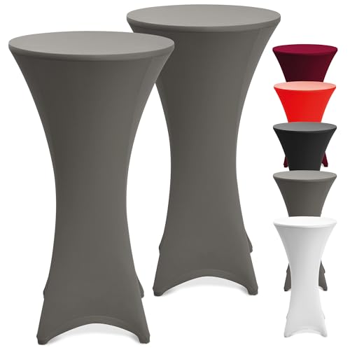 Beautissu 2er Set Stretch Stehtisch Husse Anthrazit Ø 60-65 cm Stella – Verstärkung im Fußbereich & 40°C waschbar, rutschfest & bügelfreie Husse für Stehtisch & Bistrotisch als Tisch-Überzug von Beautissu