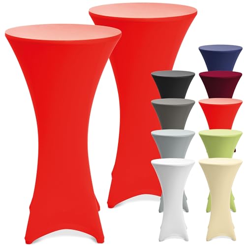 Beautissu 2er Set Stretch Stehtisch Husse Rot Ø 70-75 cm Stella – Verstärkung im Fußbereich & 40°C waschbar, rutschfest & bügelfreie Husse für Stehtisch & Bistrotisch als Tisch-Überzug von Beautissu