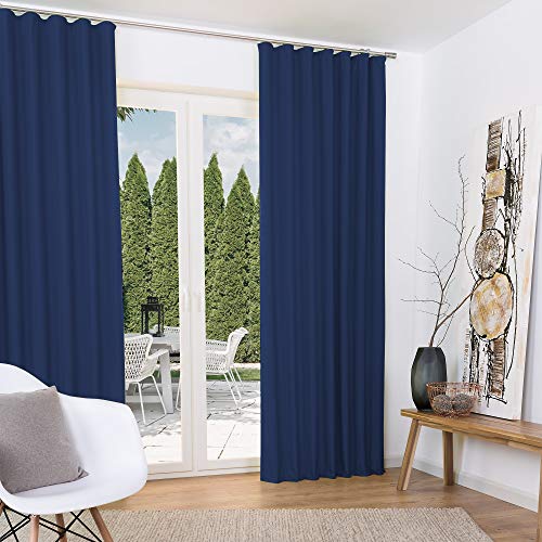 Beautissu 2er Set Thermovorhang Gardine 140x245 cm Blau – Thermogardine Set Kräuselband – Vorhang isolierend Kälte- & Hitzeschutz Universalband – Verdunkelnd Wohnzimmer, Schlafzimmer – Amelie TK von Beautissu